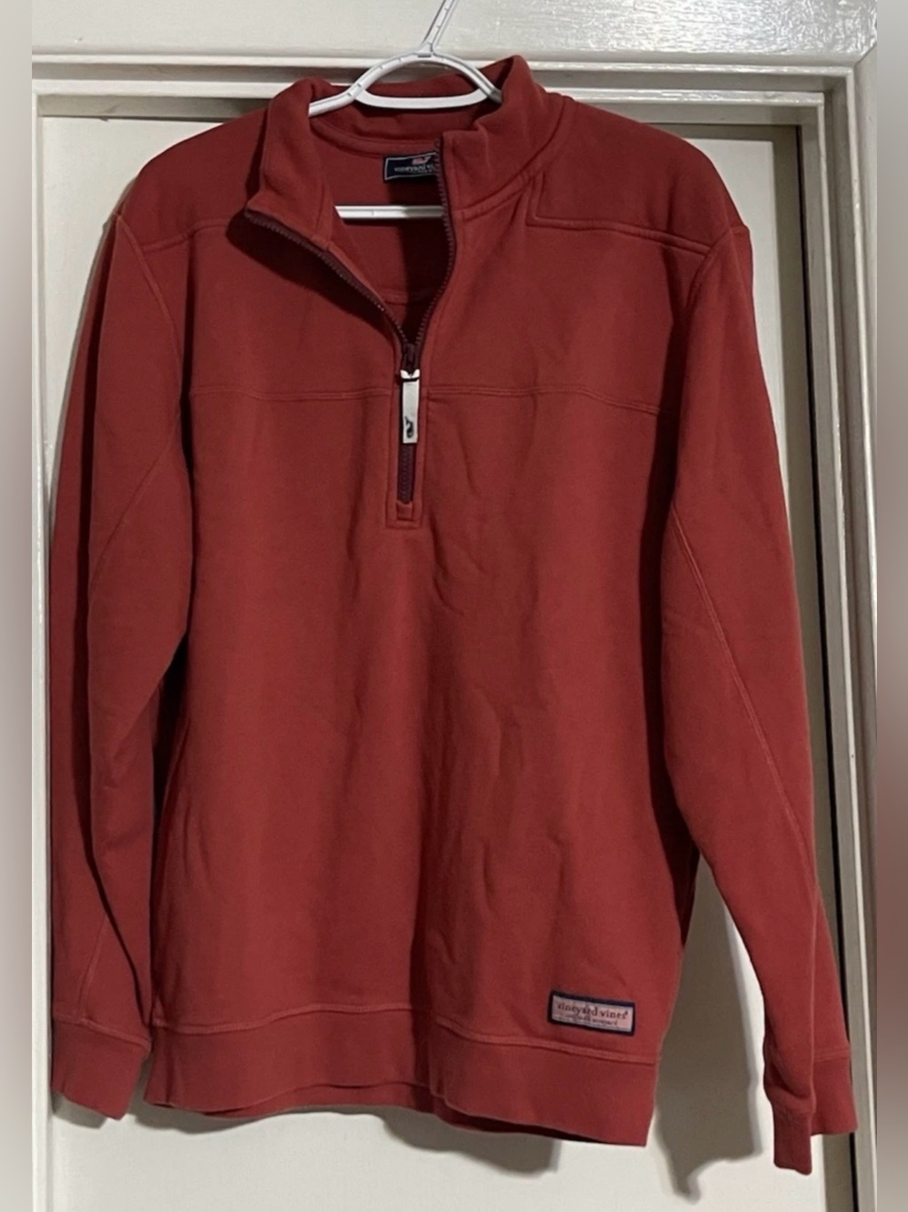 Vineyard Vines Mens 1/4 Zip Sweater Size L  Red  Orange Sweatshirt LS *Read*